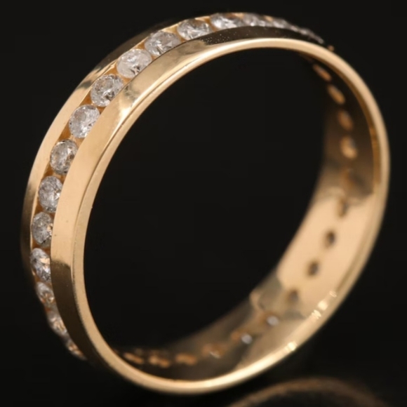 14K YELLOW GOLD 0.96 CTW Diamond Eternity Band Wedding Promise - Picture 2 of 4